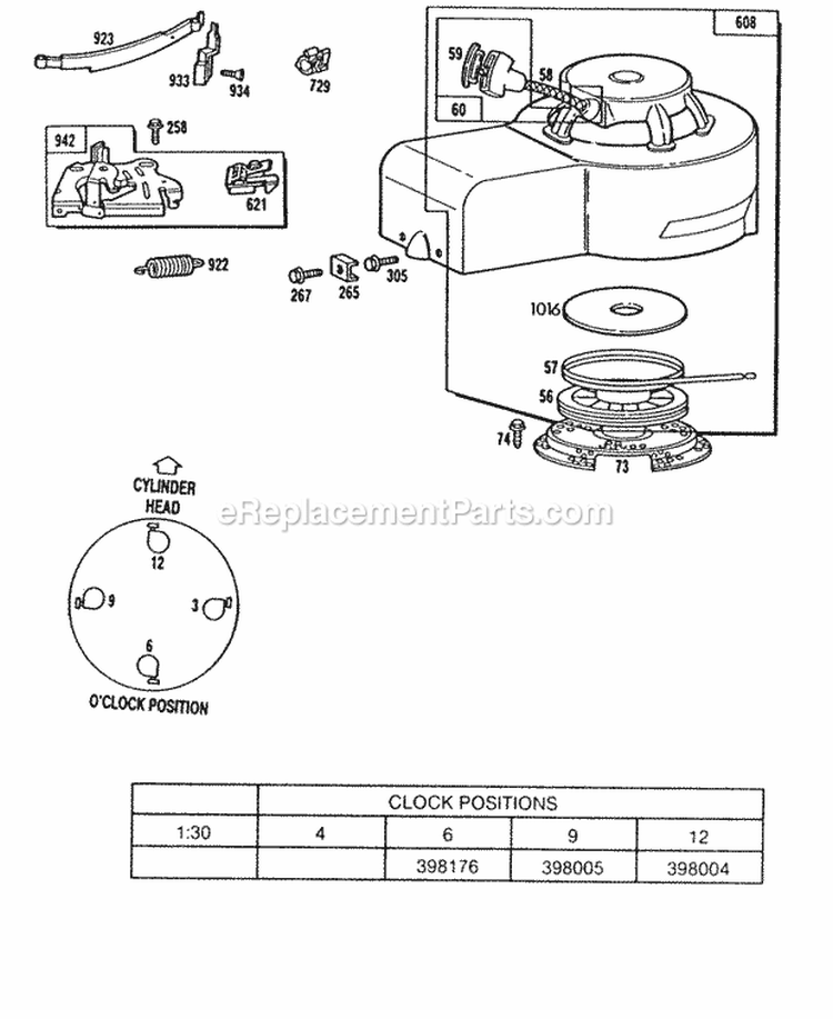 Blower HsgRewindBrake Diagram and Parts List for 112702-3064-01  Briggs and Stratton Engine